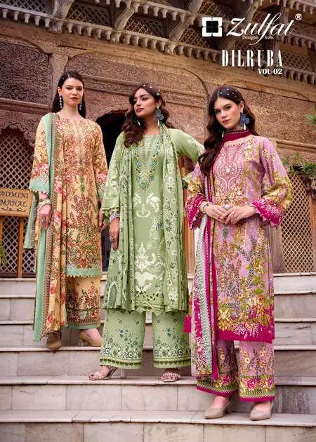 Dilruba Vol 2 By Zulfat Printed Cotton Wholesale Dress Material Suppliers In Mumbai
